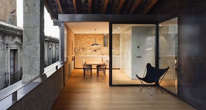 Historical stone house renovated with modern style