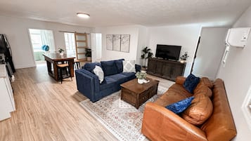 Smart TV, foosball, streaming services, stereo