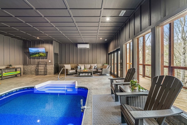 Indoor pool, a heated pool