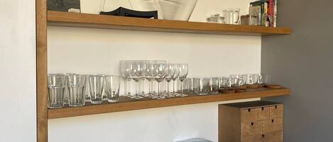 Fridge, dining tables