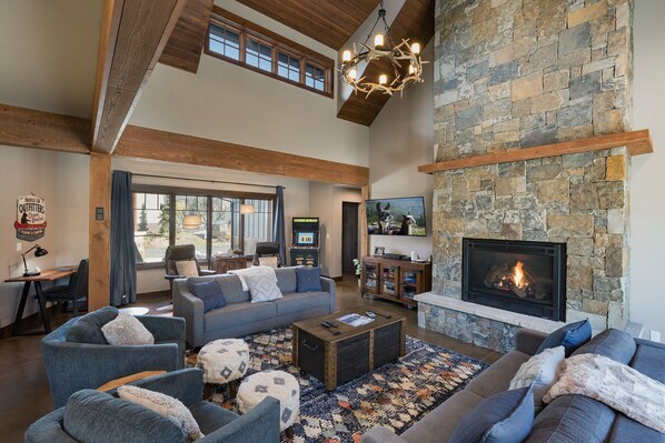 Smart TV, fireplace, video games