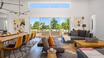 Télévision, cheminée, livres, espaces bureaux