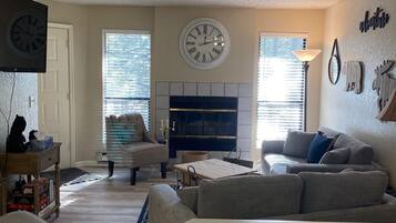 Televisión y chimenea