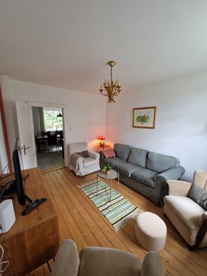 TV connectée, livres, chaîne hi-fi