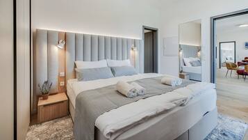 Penthouse Suite with balcony and terrace. | 1 bedroom, desk, laptop workspace, blackout drapes
