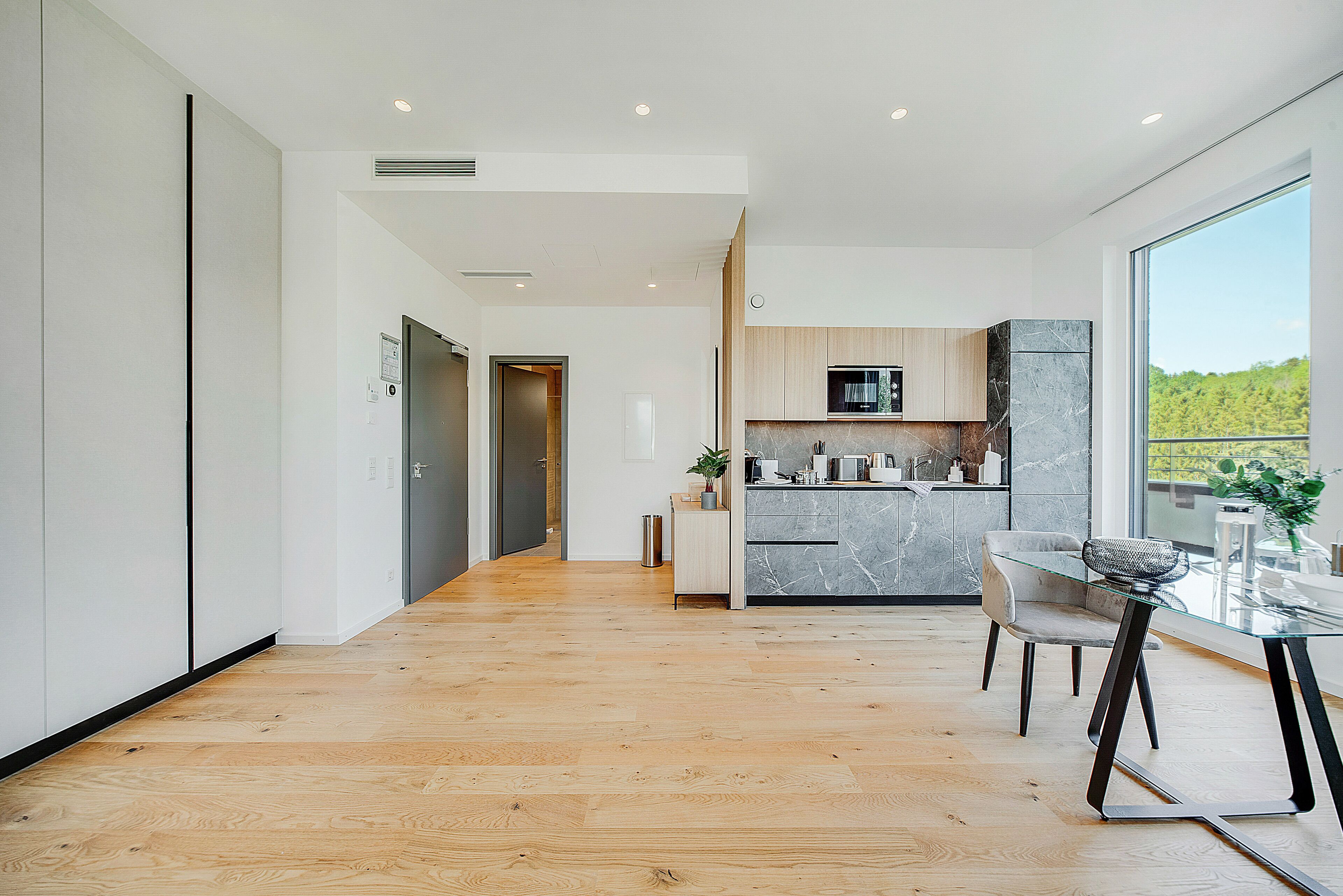 Premium Studio with Terrace. | Private kitchen | Full-size fridge, microwave, dishwasher, coffee/tea maker