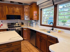 Fridge, microwave, oven, stovetop - Beachfront Home with Two Private Units & Stunning Views (Maya Beach)