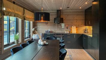 Een koelkast, een oven, een kookplaat, een vaatwasser