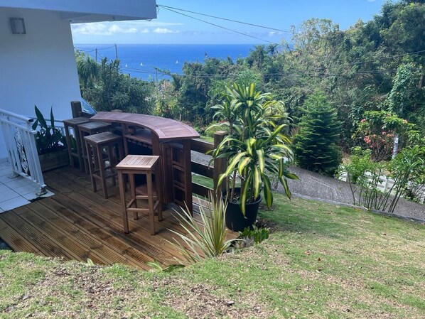 Terrace/patio - Lower villa with sea and mountain views (Vieux-Fort)
