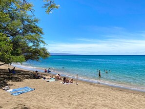 Playa en los alrededores, camastros y toallas de playa 