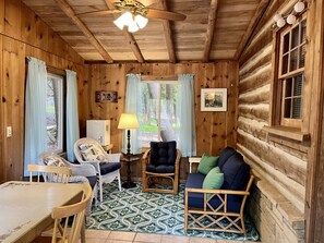 TV, fireplace - Northwind Cottage #3, Cozy cabin in the woods, 1 block from the Bay. (Ephraim)