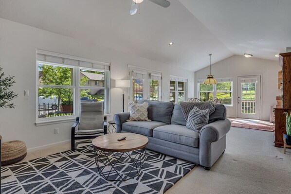 TV connectée, cheminée, livres