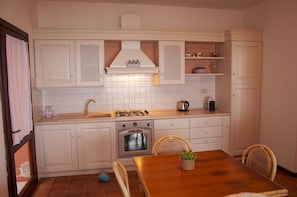 Fridge, microwave, oven, toaster