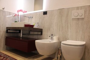 Dusche, Haartrockner, Bidet, Handtücher