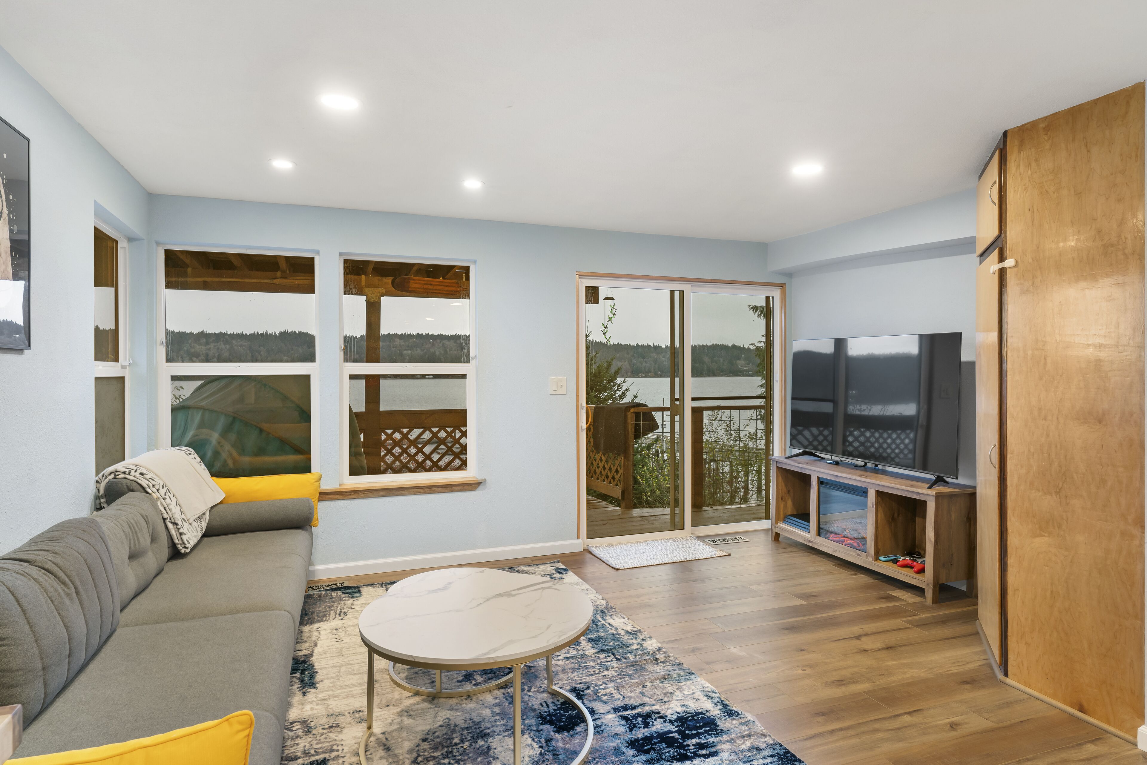 Smart TV, fireplace, video games, books