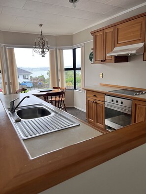 Fridge, microwave, oven, electric kettle