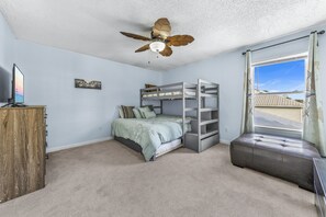 Family House, 3 Bedrooms, Balcony, Beach View | Living area | 50-inch Smart TV with cable channels, TV