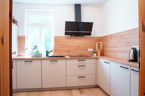 Fridge, microwave, stovetop, dishwasher