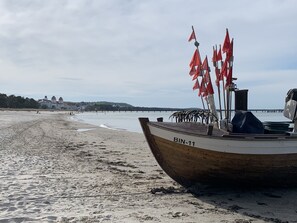 Plage, chaises longues