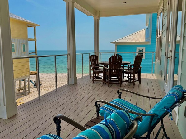 Terrace/patio - WOW Views!! Elevator, hot tub, gorgeous dog-friendly home on CSB, sleeps 10! (Port St Joe)