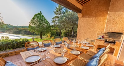 Detached 200m2, 5 bedroom Mas, heated pool 15 x 5m, air con, 5000m2 gardens