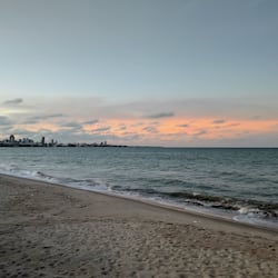 On the beach, white sand