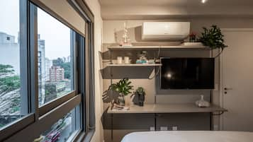 Premier Apartment | Blackout drapes, soundproofing, iron/ironing board, free WiFi