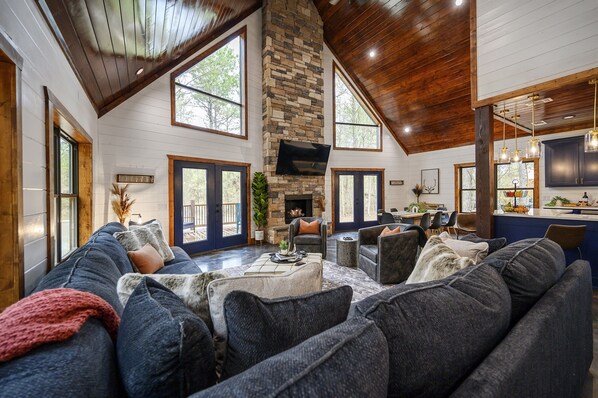 Smart TV, fireplace, video games, books