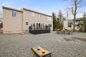 Terrace/patio - 5BR w/ Game Room Near Camelback & Kalahari | 2-Min Walk to Lake, Family Fun (Tobyhanna)