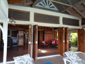 Terrace/patio - Beautiful, secluded, open plan cottage with spectacular sea views (Castara)