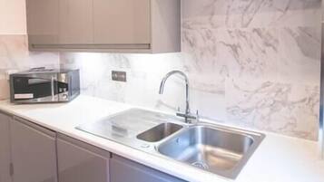 Fridge, microwave, oven, dishwasher