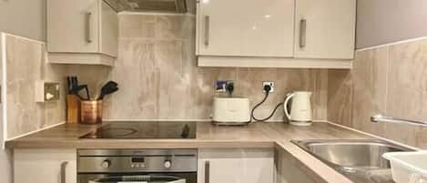 Fridge, microwave, oven, dishwasher