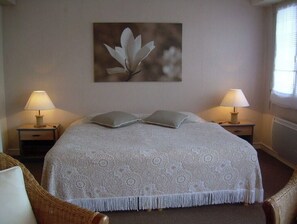 1 chambre, fer et planche à repasser