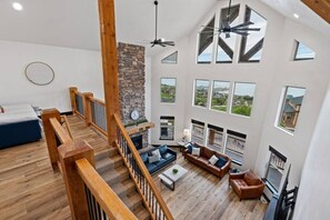 Smart TV, fireplace, video games, foosball