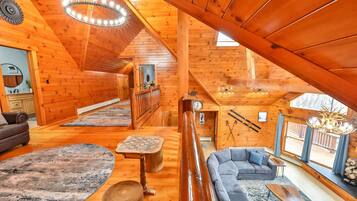 Smart TV, fireplace, video games, table football