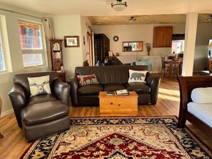 Smart TV, chimenea, reproductor de DVD y libros 