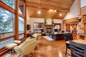 Smart TV, fireplace, video games, ping pong