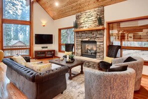 Smart TV, fireplace, video games, ping pong