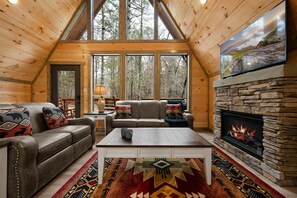 Smart TV, fireplace, video games