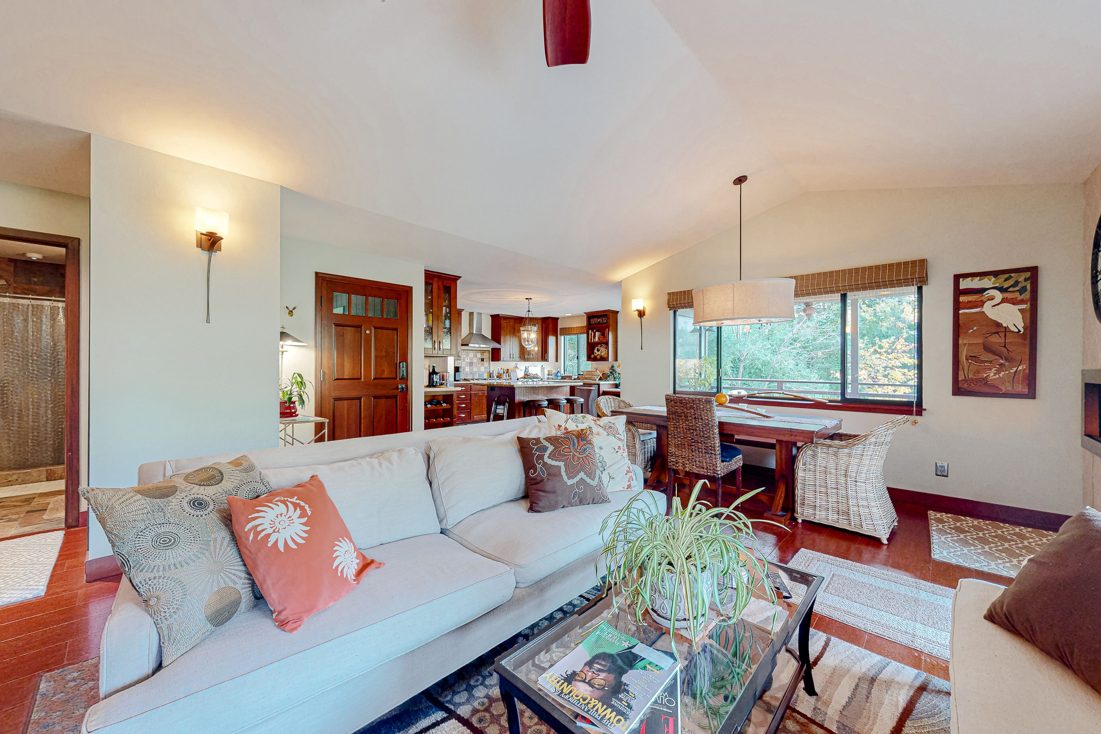 Waterfront home on the Russian River with gorgeous view, dock, kayaks & canoe