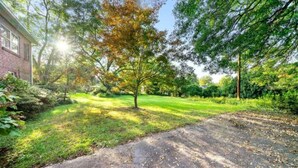 A residential property with a paved driveway, a lawn, and a tree in the foreground. - Welcome To Downtown Pickens close to Clemson and Lake Keowee (Pickens)