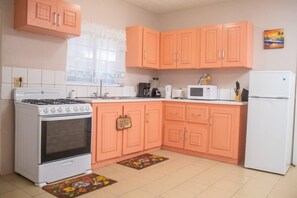 Fridge, microwave, oven, coffee/tea maker