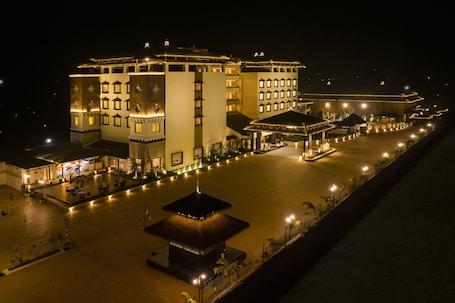 Front of property - evening/night. Shyama Sarovar Portico