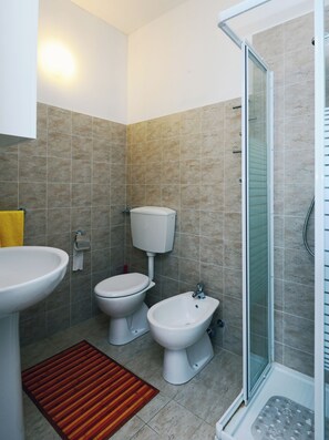 Shower, bidet, towels