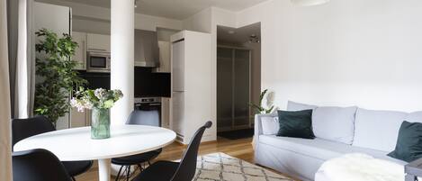 Deluxe Apartment | Living area | 36-inch TV with cable channels