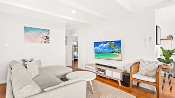 TV, fireplace, ping pong, books