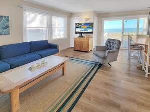 Living area - OCEAN FRONT - 2 Bedroom Condo Midtown Ocean City! Enjoy the ocean from the private balcony! Great  location close to the best restaurants, bars, etc. in OC. Tropicana #10 (Ocean City)