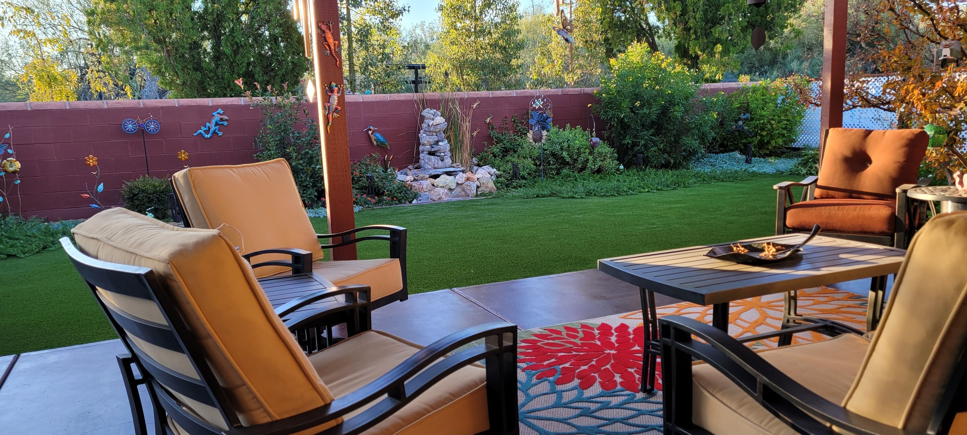 Luxurious Backyard Living at charming Adobe brick home
