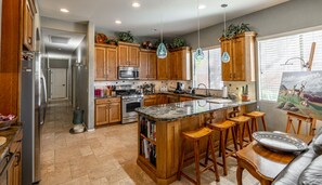 Fridge, microwave, oven, dishwasher