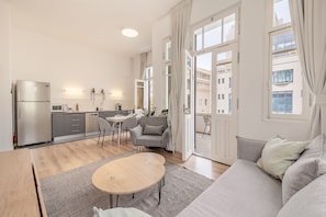 City Apartment, 2 Bedrooms | Living area | 42-inch Smart TV with digital channels, TV, Netflix - OurPlace Rothschild Allenby (Tel Aviv)